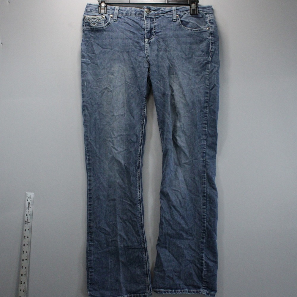 Love Indigo Womens 13 Bootcut Jeans Blue Embroidered Rhinestone Western Rodeo